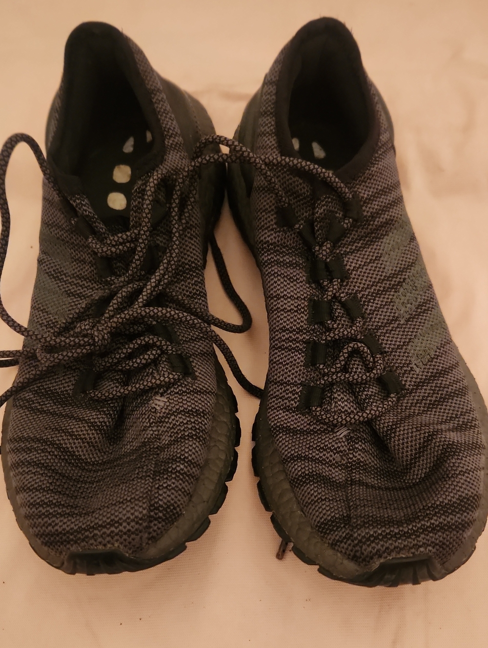 adidas Men's Knit Running Sneakers - Black/Gray